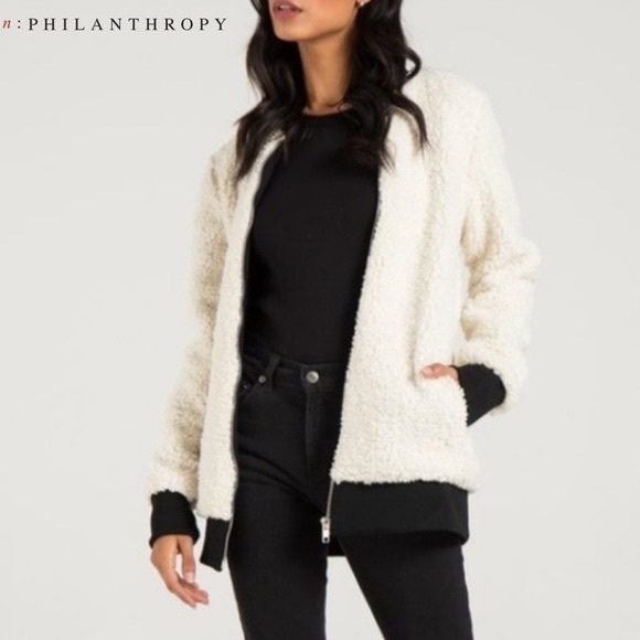 n:PHILANTHROPY IRIE SHERPA FAUX SHEARLING BOMBER SIZE LARGE - Picture 6 of 9